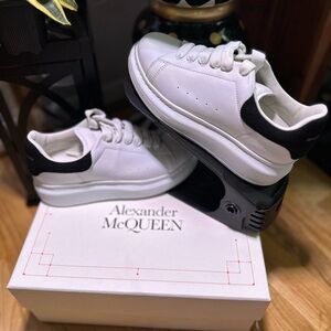 Alexander McQueen White Sneakers with Sued Black Detail